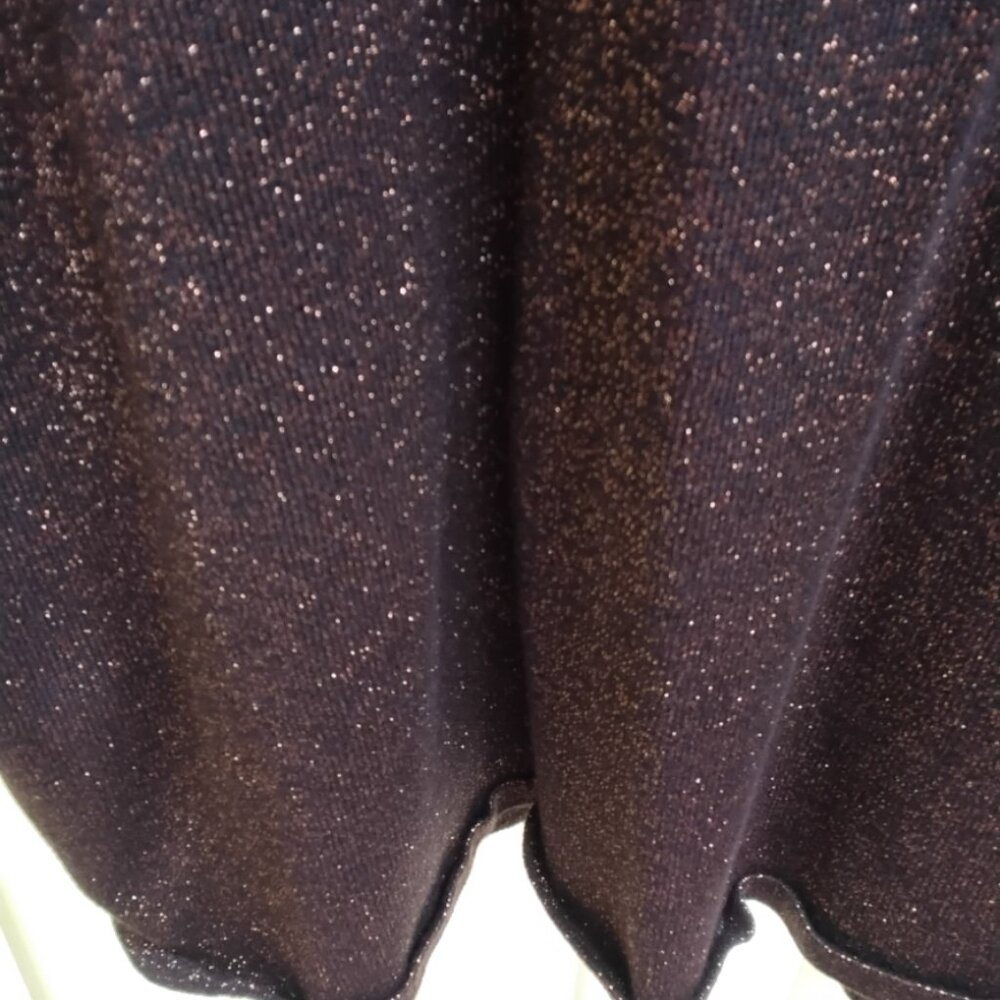 Lane Bryant Holiday Design Collection Metallic Bronze Weaving Dark Brown Sweater - Picture 7 of 9